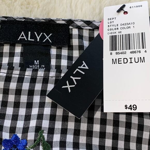 Alyx Blouse Top Black White Blue Floral Check 3/4 Bell Sleeves Blouse Medium NEW - Picture 4 of 9